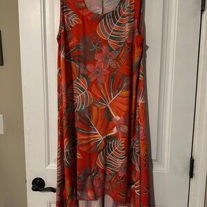 Ruby Rd. Red and Orange High Low Dress